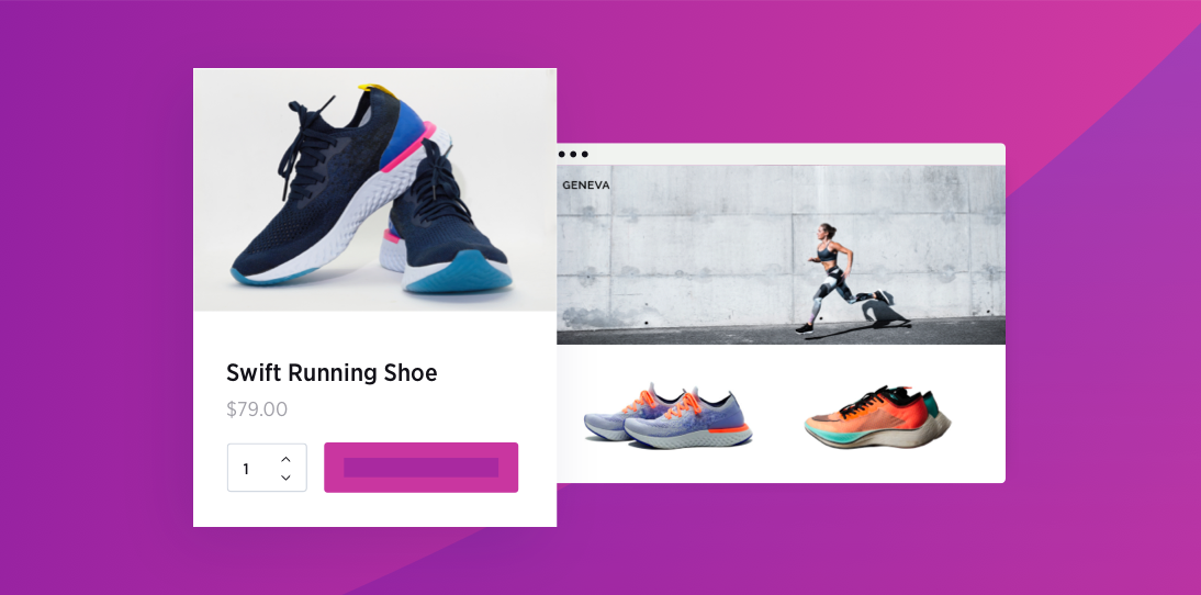Article thumbnail product card shoes storefront checkout gradient sunset generic