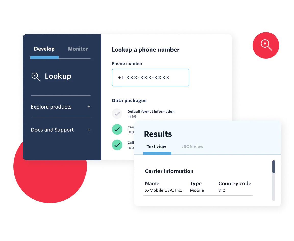  Illustration showing how a business can use Lookup to verify a customer’s phone number as a security measure. 