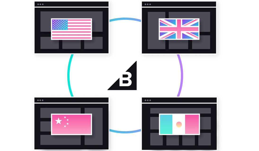 Illustration multi storefront international flags bigcommerce